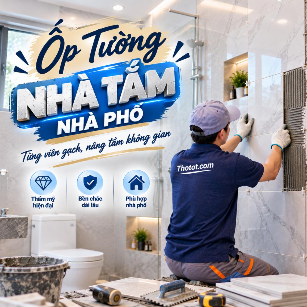 Ốp tường nhà tắm nhà phố